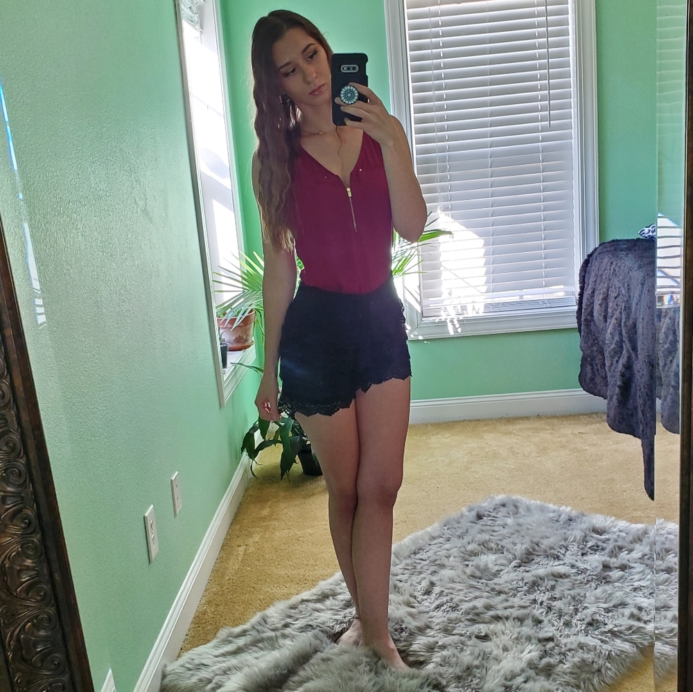 C-Mode crochet lace boho shorts